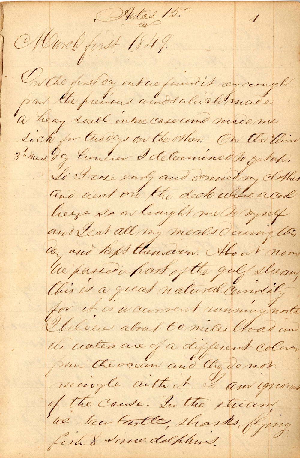 Fifteen-year-old David Henry Mordecai accompanied his father on the Isabel on a trip to Key West and Cuba in March of 1849. His diary from the journey, pages of which are shown here, contains some of the earliest impressions of the Florida Keys and their surrounding waters on record. (Special Collections, College of Charleston Library. See original here: http://lcdl.library.cofc.edu/lcdl/catalog/lcdl:31305)